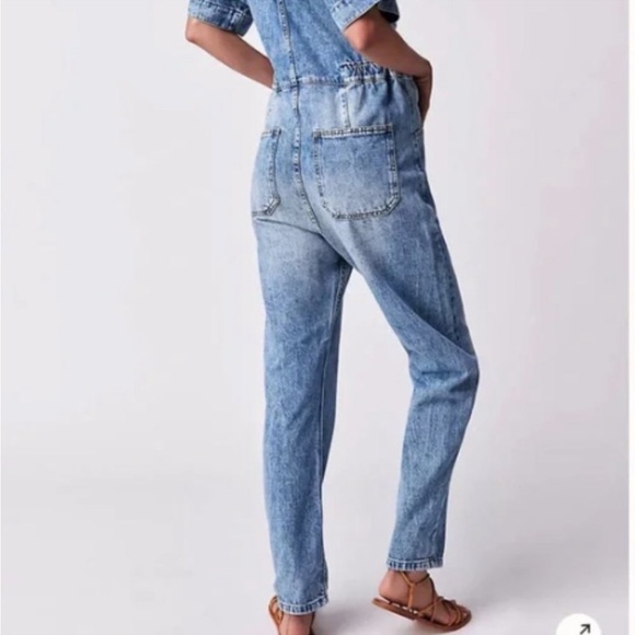 FREE PEOPLE Marci Demin Blue Jumpsuit-NWT - Picture 2 of 7